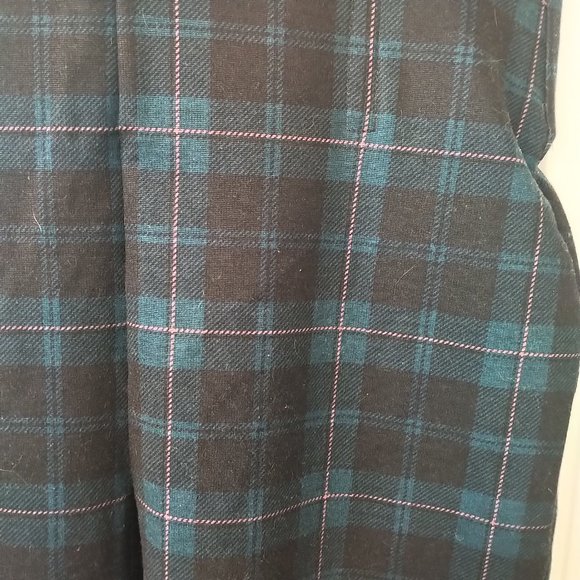 L - Maurices High Rise blue plaid striped slimming ponte legging elastic waist - Picture 2 of 5